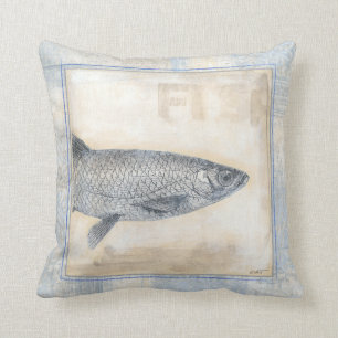 Coussin Poisson gris sur Arrière - plan beige