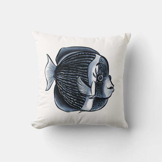 Coussin Poisson mignon Avec Eyelashes Poisson Tropique (Recto)