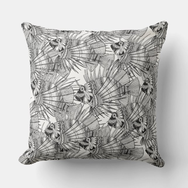 Coussin poisson mirage noir blanc (Recto)