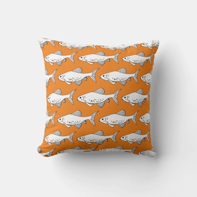 Coussin Poisson Motif orange (Recto)