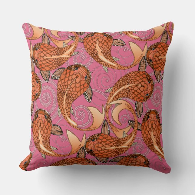 Coussin poisson paisley rose (Recto)
