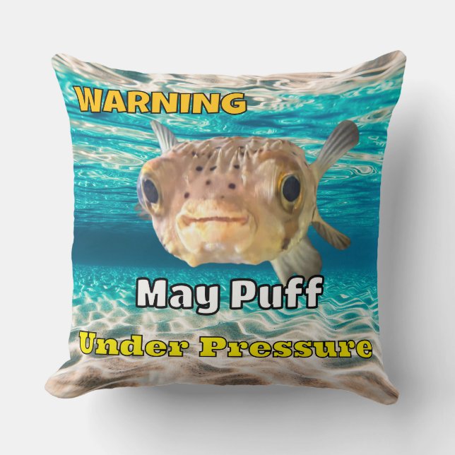 Coussin Poisson-Pourceau Drôle Avertissement : Peut Gonfle (Recto)