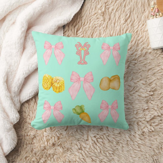 Coussin Poisson rose ébullition Fruits de mer pastel Party (Couverture)