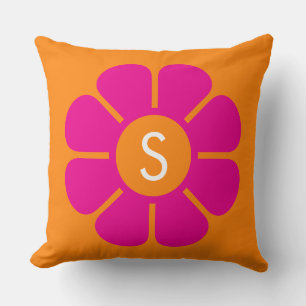 Coussin Poisson rose super avec monogramme orange personna