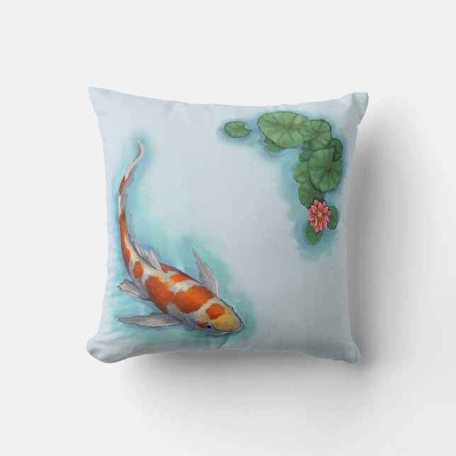 Coussin Poisson rouge, orange et blanc Koi (Recto)