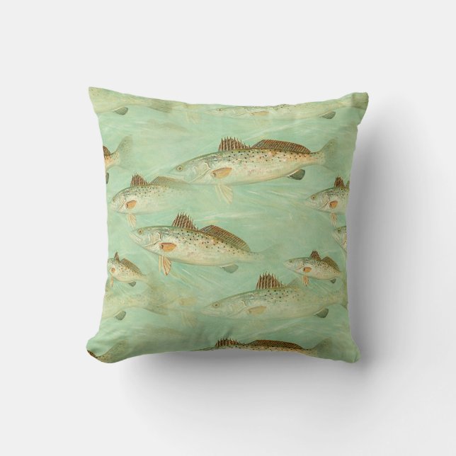 Coussin Poisson rustique illustration couleur motif (Recto)