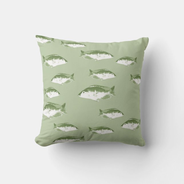 Coussin Poisson vert olive (Recto)
