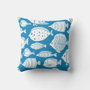 Coussin Poisson vintage : Ensemble d'illustrations décorat