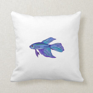 Coussin Poissons bleus de Betta