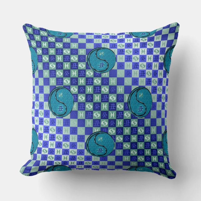 Coussin Poissons & Bœuf d'eau (Recto)