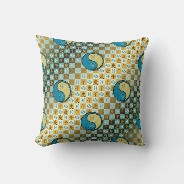 Coussin Poissons & Cheval de Métal (Recto)