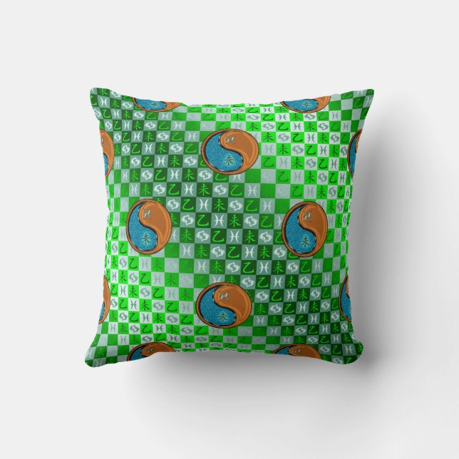 Coussin Poissons & Chèvre en Bois (Verso)