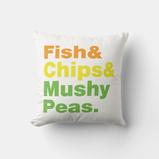 Coussin Poissons & Chips & Pois Musqués. (Recto)