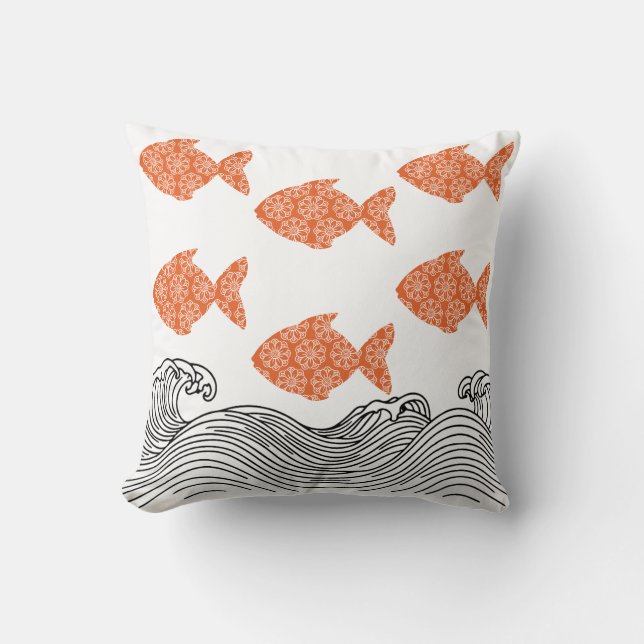 Coussin Poissons et vagues (Recto)