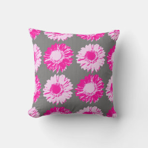Coussin Poissons - Fuchsia rose et gris