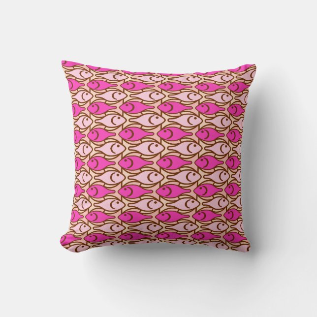 Coussin Poissons modernes de la moitié du siècle, nuances (Recto)