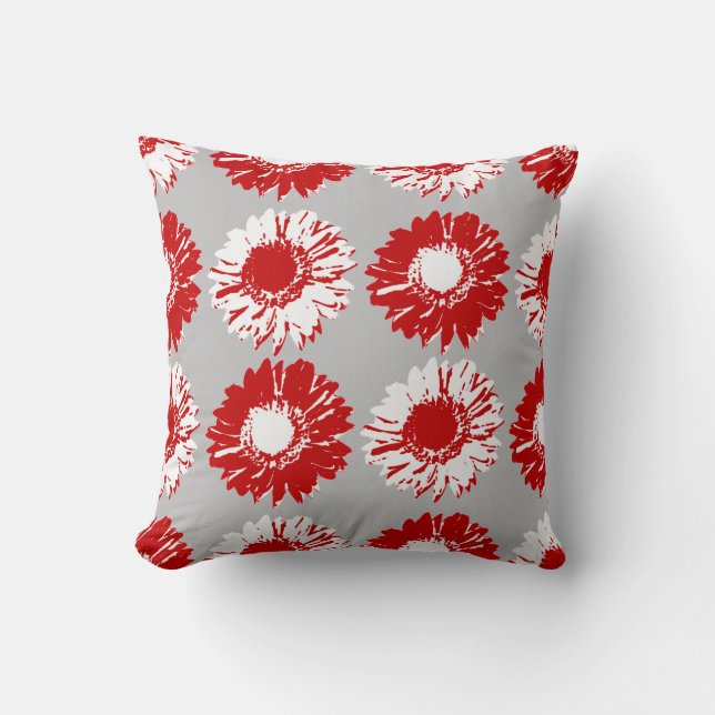 Coussin Poissons - Rouge, Blanc et Gris (Recto)