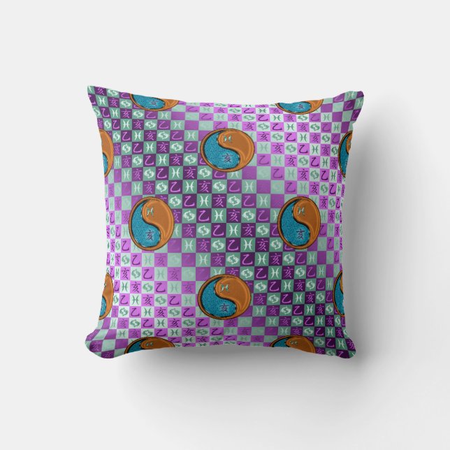 Coussin Poissons & Sanglier de Bois (Recto)