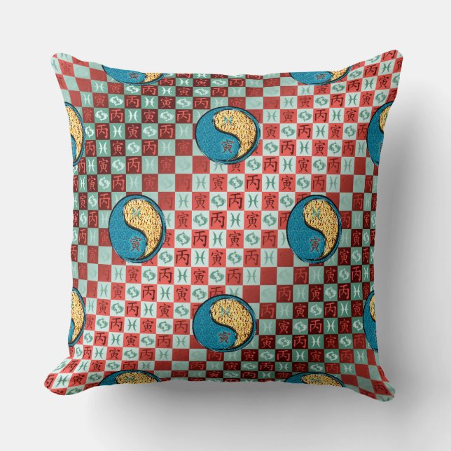 Coussin Poissons & Tigre de Feu (Recto)