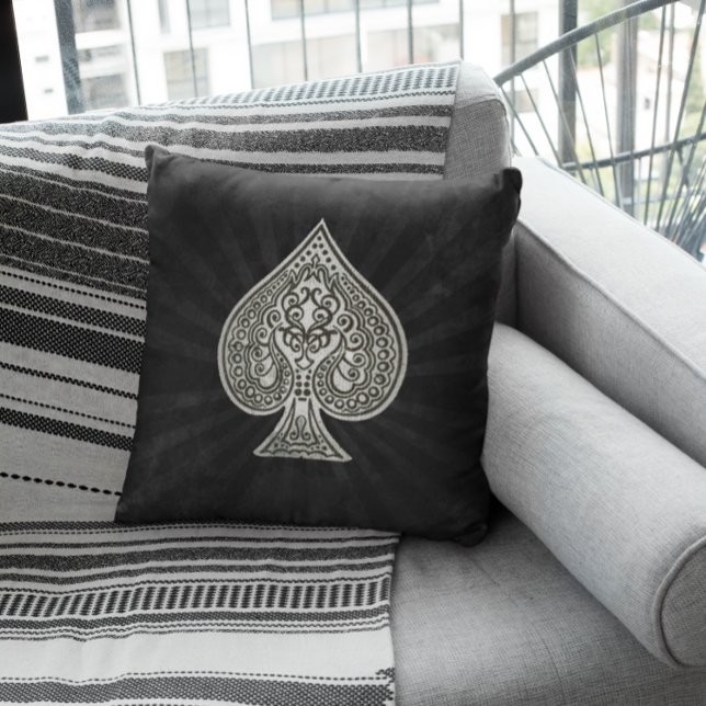 Coussin Poker Artistique Rétro Ace De Pique (Créateur téléchargé)