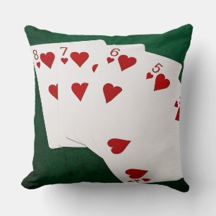 Coussin Poker Hands - Flush droit - Coeur