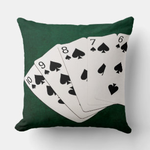 Coussin Poker Hands - Flush droit - Spades Suit