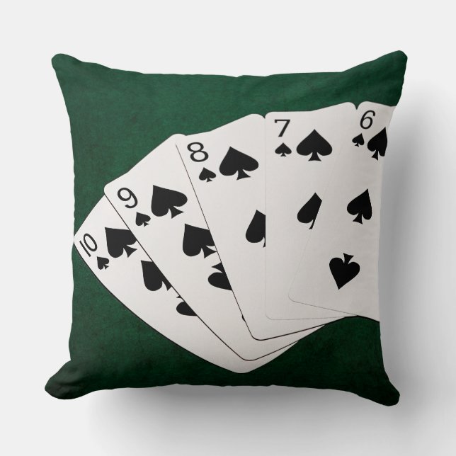 Coussin Poker Hands - Flush droit - Spades Suit (Recto)