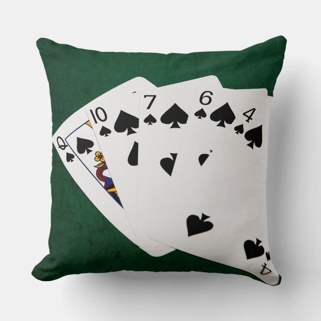 Coussin Poker Hands - Flush - Spades Suit (Recto)