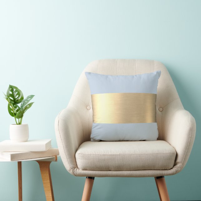 Coussin Polar Sky Blue Gold Foil Rustique Faux (Chaise)