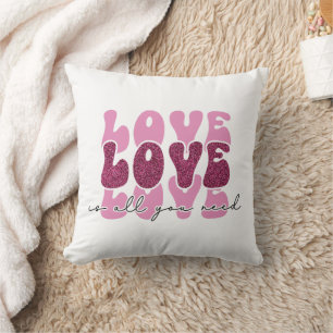 Coussin Police "Amour" empilée Bubble Font