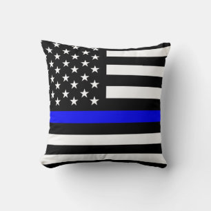 Coussin police mince ligne bleue drapeau usa etats-unis am