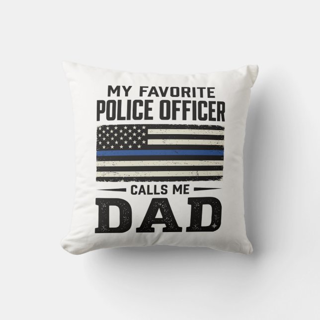 Coussin Police Officer Dad Vintage Flag Shirt Design_1 (Recto)