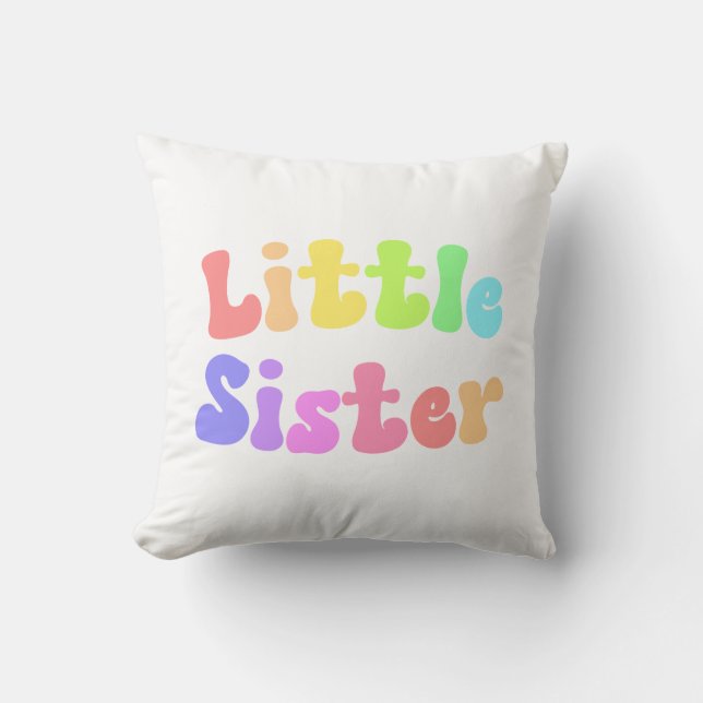 Coussin Police rétro colorée Petite soeur (Recto)