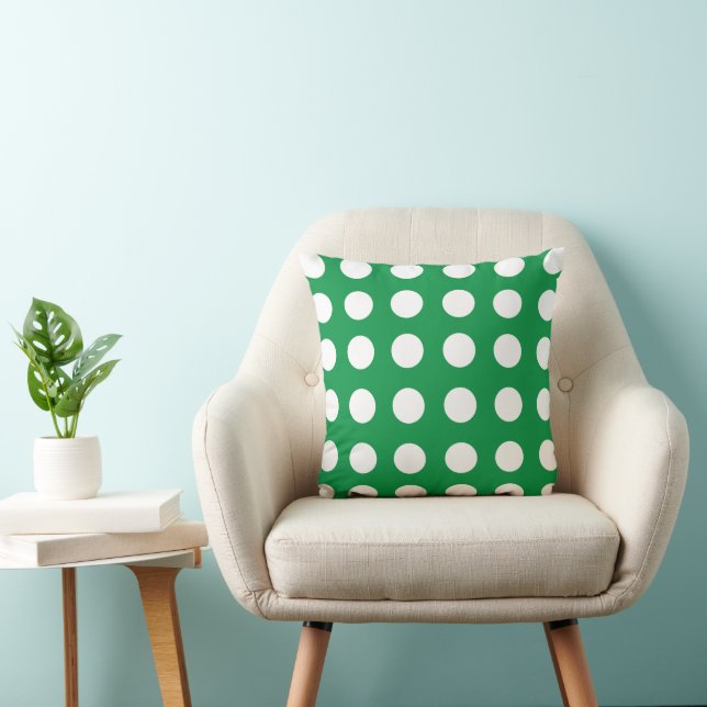 Coussin Polka blanc vert point Vintage rétro (Chaise)