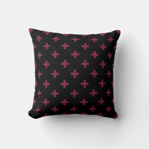 Coussin Polka de mûre croise sur le noir