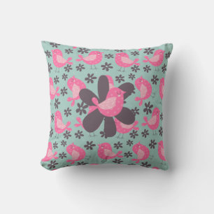 Coussin Polka Dot Birds and Flowers