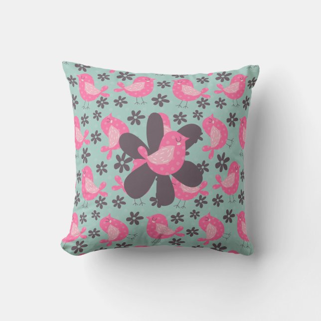 Coussin Polka Dot Birds and Flowers (Recto)