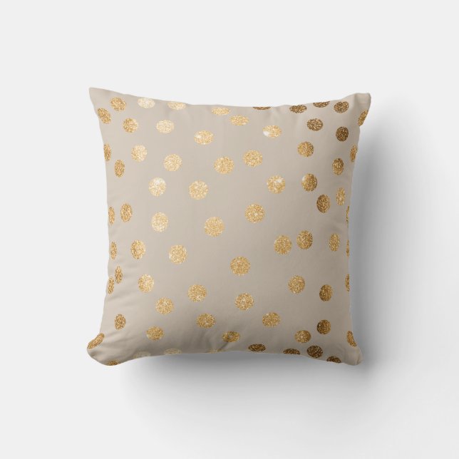 Coussin Polka Dot de Parties scintillant beige et  (Recto)