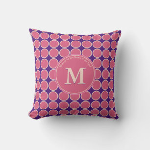 Coussin POLKA DOT rose violet Personnalisé Écriture Monogr