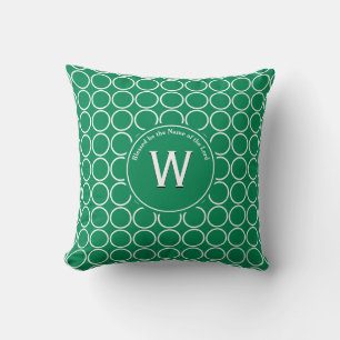 Coussin POLKA DOT Vert Blanc Customisé Monogramme