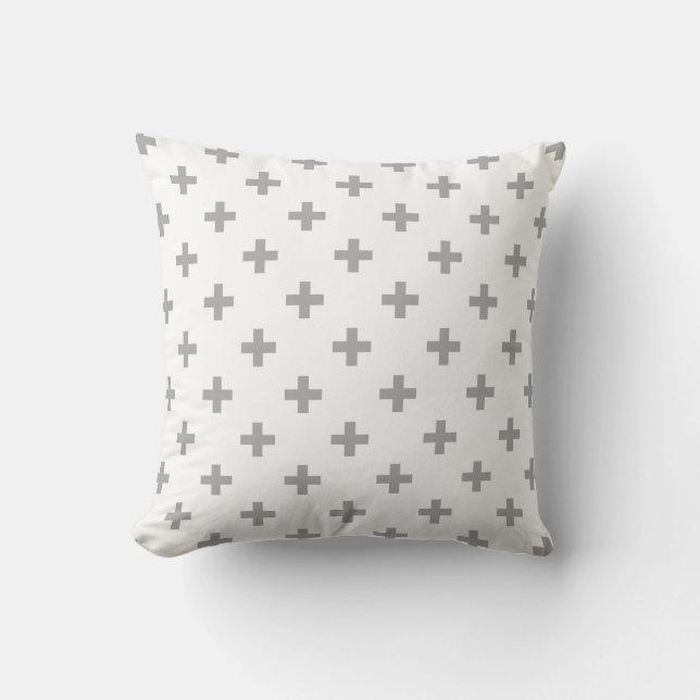 Coussin Polka gris croise sur blanc (Recto)