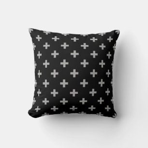 Coussin Polka gris croise sur noir