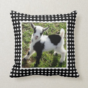 Coussin Polka noir et blanc Dot Nain Goat Kid