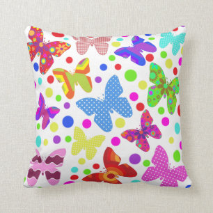 Coussin Polka papillon coloré point mignon animal salle de