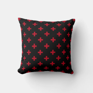 Coussin Polka rouge croise sur noir