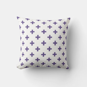 Coussin Polka ultra violette croise sur blanc