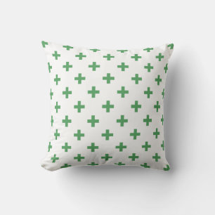 Coussin Polka verte croise sur blanc