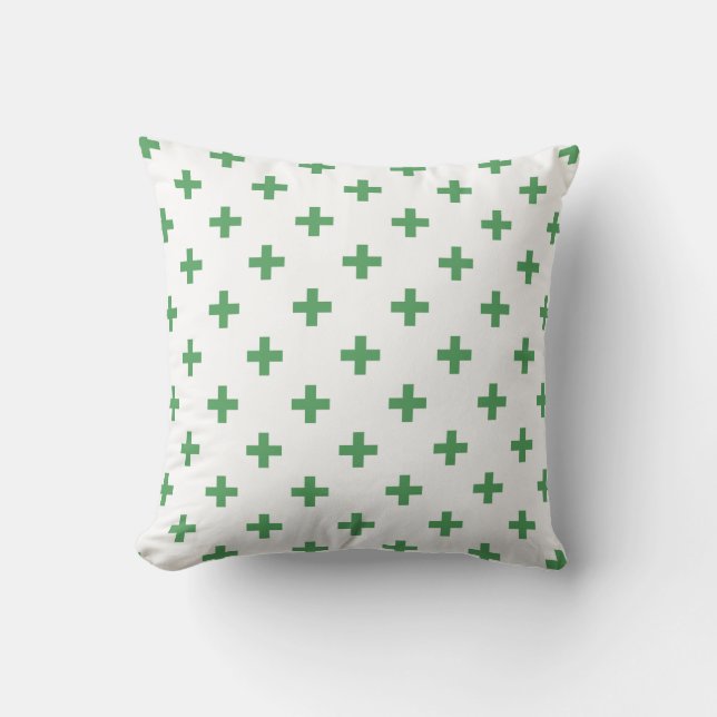Coussin Polka verte croise sur blanc (Recto)