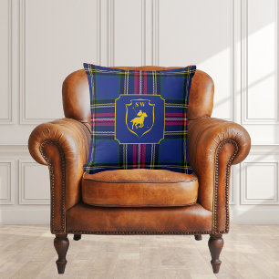 Coussin Polo Équestre Tartan Carreauté Monogrammé Classiqu