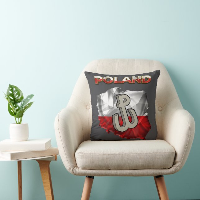 Coussin Pologne Drapeau avec 'Pologne' Texte & Combat Polo (Chaise)